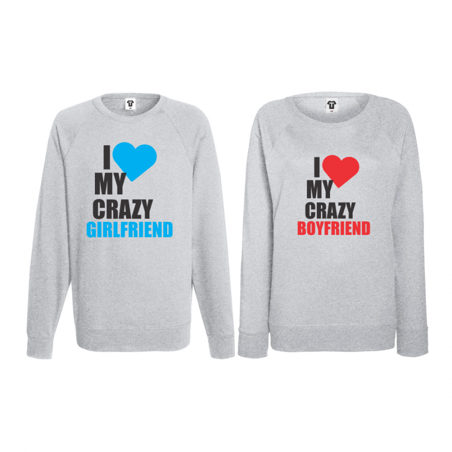 Σετ μπλούζες για ζευγάρια I Love my Crazy BoyFriend