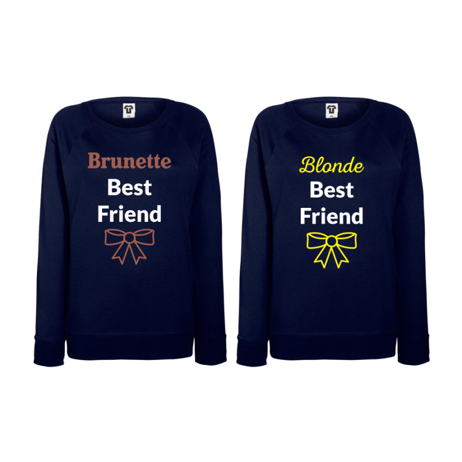 Σετ μπλούζες για ζευγάρια σκούρο μπλε Brunette - Blonde Best Friend
