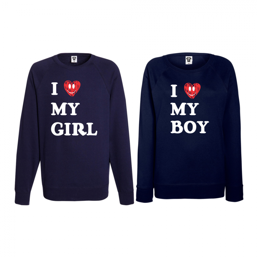 Σετ μπλούζες για ζευγάρια σκούρο μπλε I LOVE MY GIRL