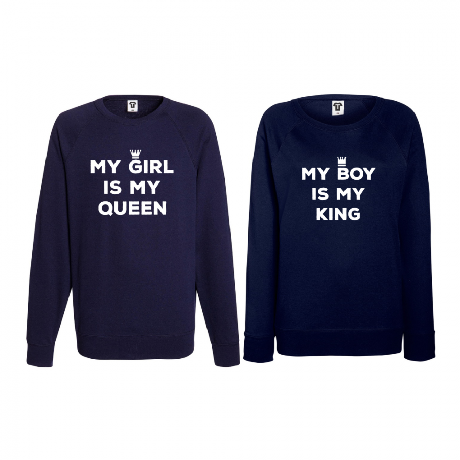Σετ μπλούζες για ζευγάρια σκούρο μπλε My Girl is My Queen