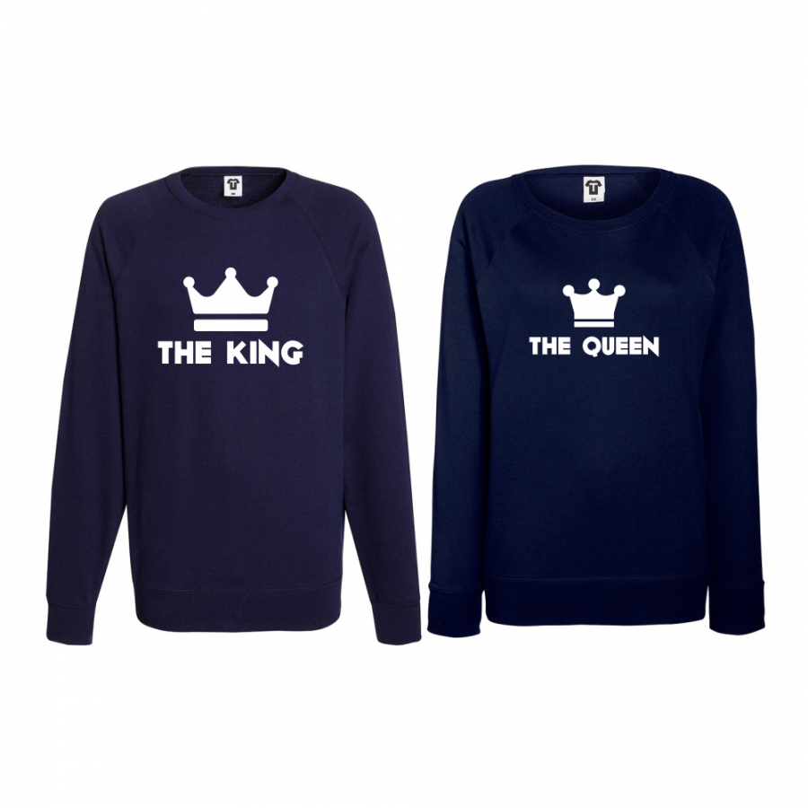 Σετ μπλούζες για ζευγάρια σκούρο μπλε The King - The Queen