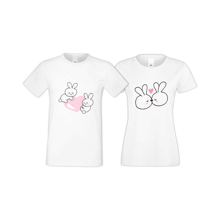 Μπλούζες για ζευγάρια άσπρο χρώμα Bunnies