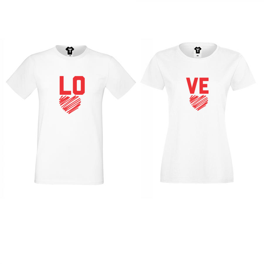 Σετ για ζευγάρια άσπρο χρώμα LOVE - LO VE