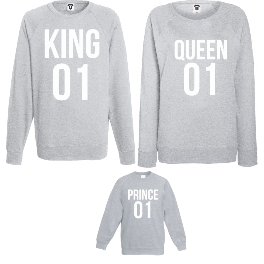 Σετ μπλούζες, μαμά, μπαμπάς και παιδί, KING, QUEEN, Prince