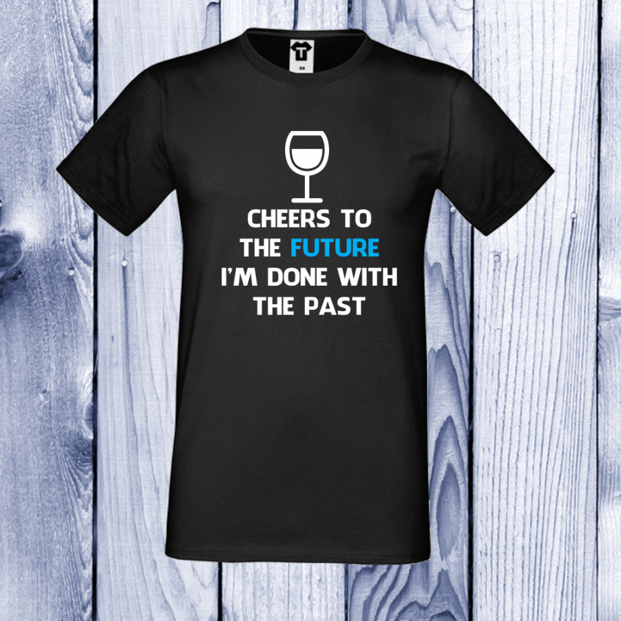 Ανδρική μαύρη μπλούζα Cheers to the future.