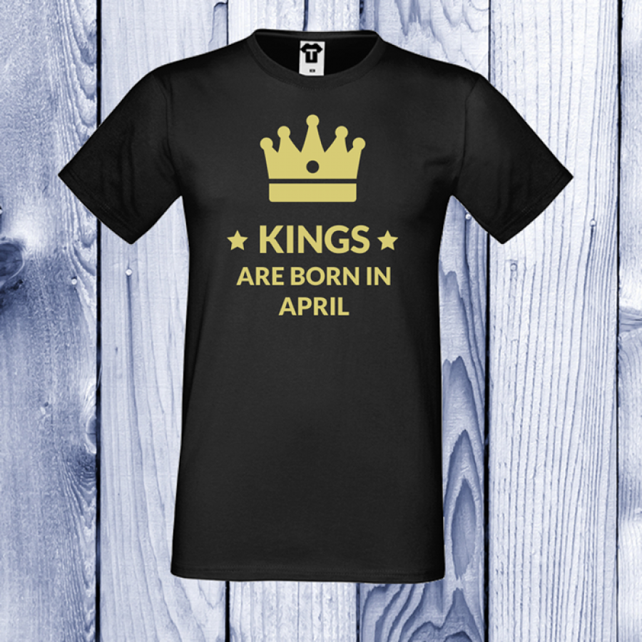 Ανδρική μαύρη μπλούζα KINGS ARE BORN IN April