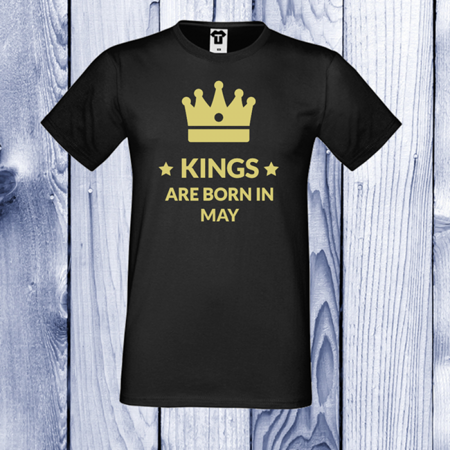 Ανδρική μαύρη μπλούζα KINGS ARE BORN IN May