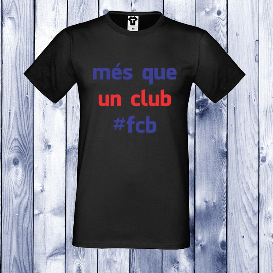 Ανδρική μαύρη μπλούζα με στάμπα Mas Que Un Club