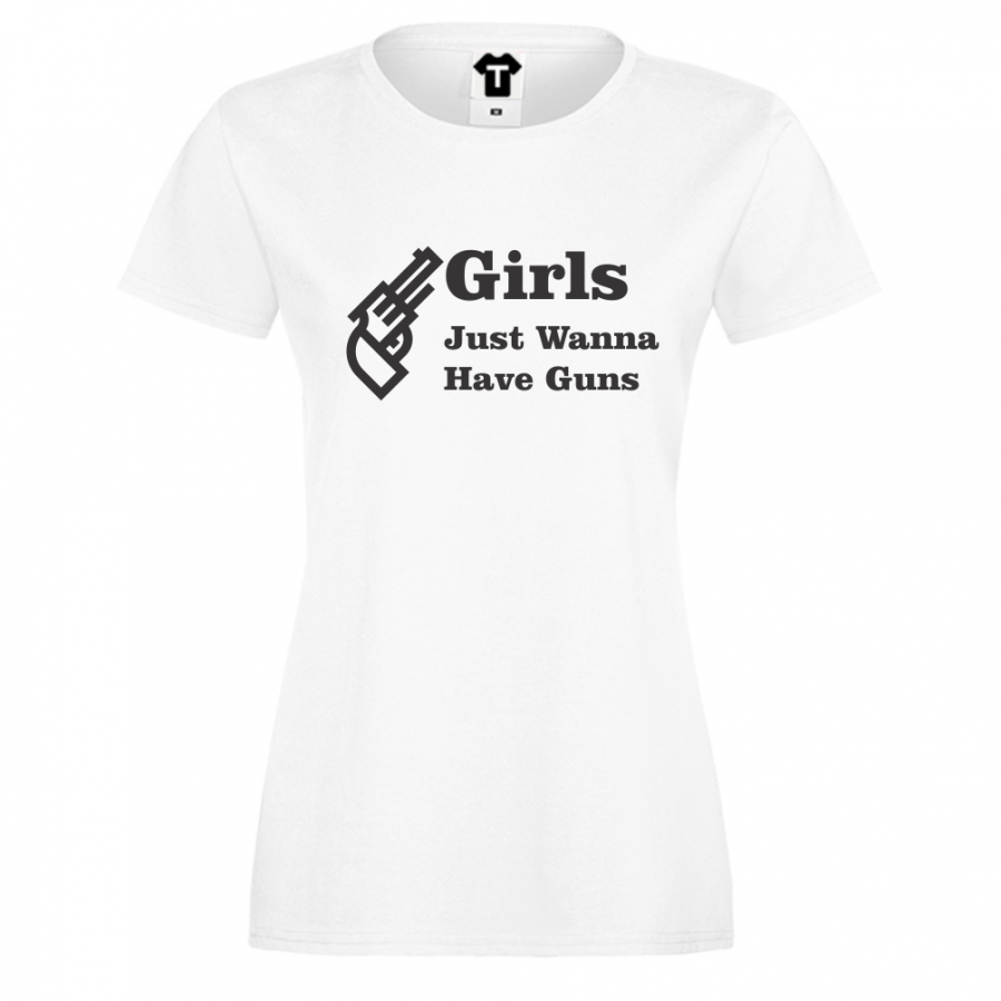Γυναικεία άσπρη μπλούζα Girls Guns