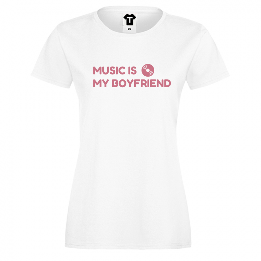 Γυναικεία άσπρη μπλούζα Music Is My Boyfriend
