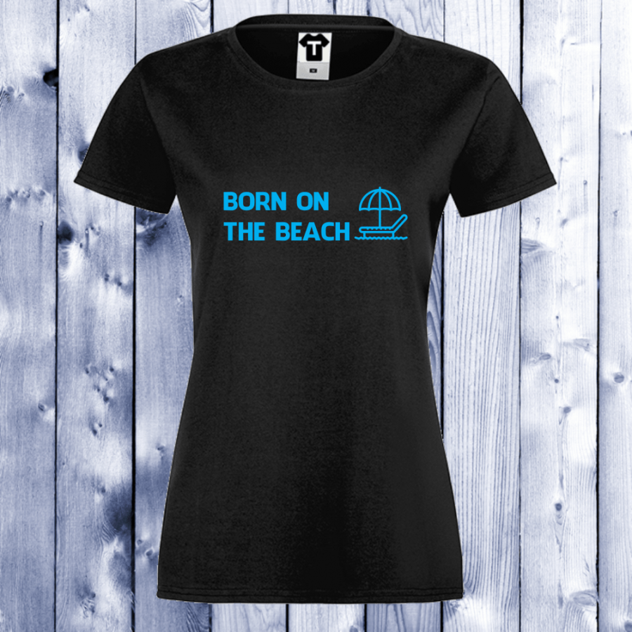 Γυναικεία μαύρη μπλούζα Born on the beach 1