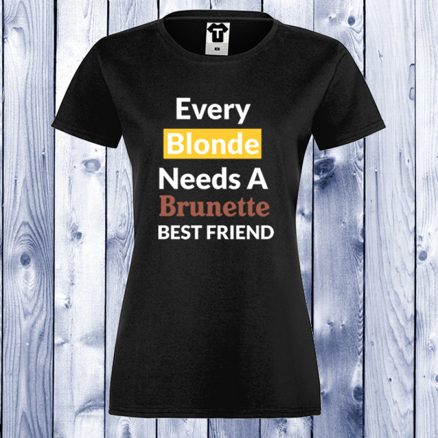 Γυναικεία μαύρη μπλούζα EVERY BLONDE NEEDS BRUNETTE