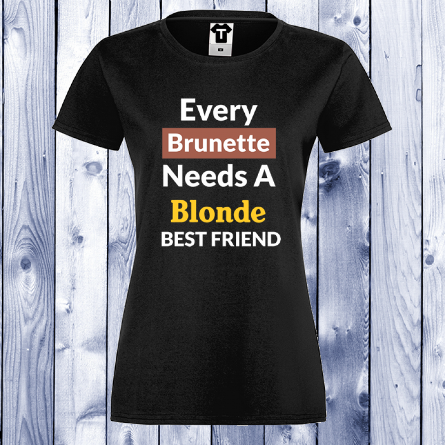 Γυναικεία μαύρη μπλούζα EVERY BRUNETTE NEEDS BLONDE