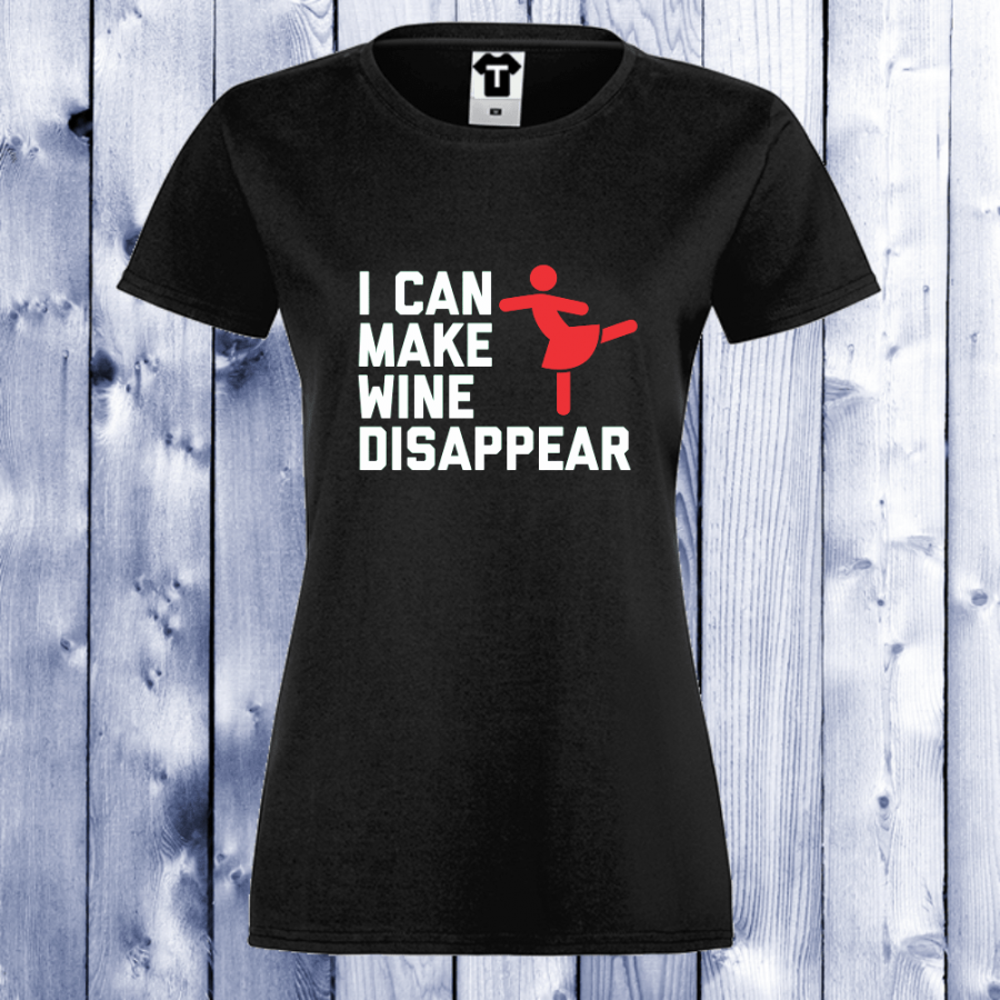 Γυναικεία μαύρη μπλούζα I can make wine disapear