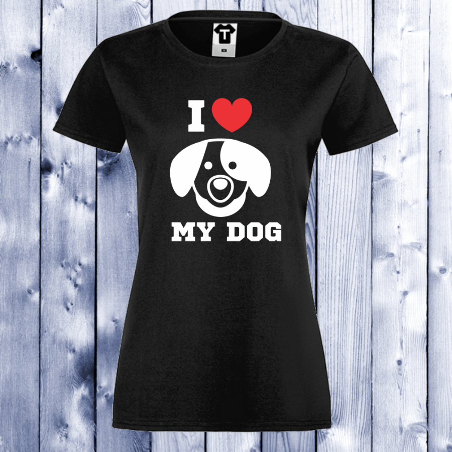 Γυναικεία μαύρη μπλούζα I LOVE MY DOG