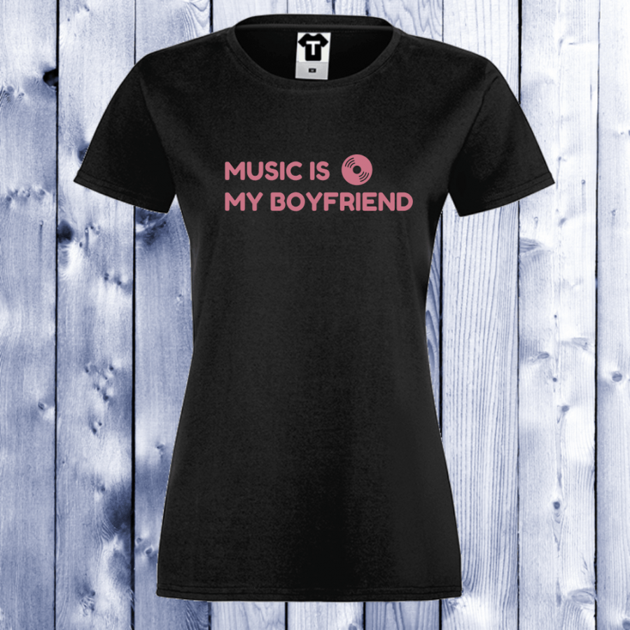 Γυναικεία μαύρη μπλούζα Music Is My Boyfriend