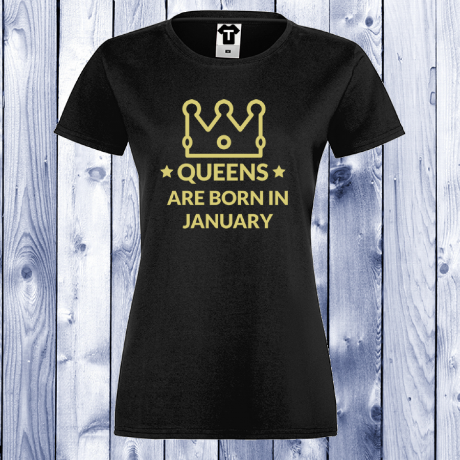 Γυναικεία μαύρη μπλούζα QUEENS ARE BORN IN....
