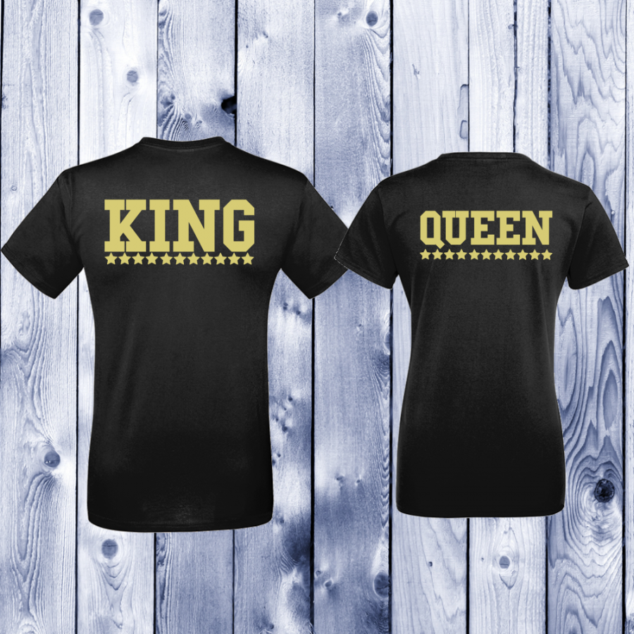 Μπλούζες για ζευγάρια μαύρο χρώμα King - Queen