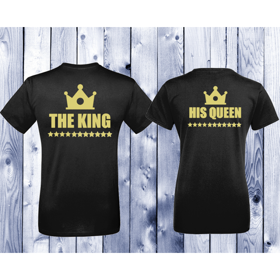 Μπλούζες για ζευγάρια μαύρο χρώμα King - Queen