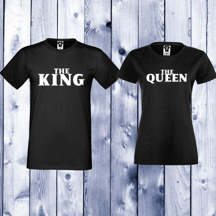 Μπλούζες για ζευγάρια μαύρο χρώμα The Queen and The King