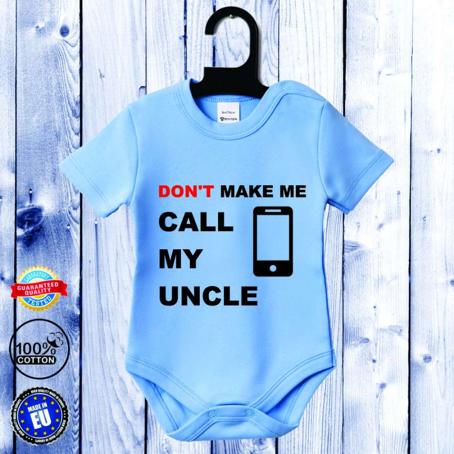 Μωρουδιακό κορμάκι με κοντό μανίκι σε μπλέ Call my Uncle