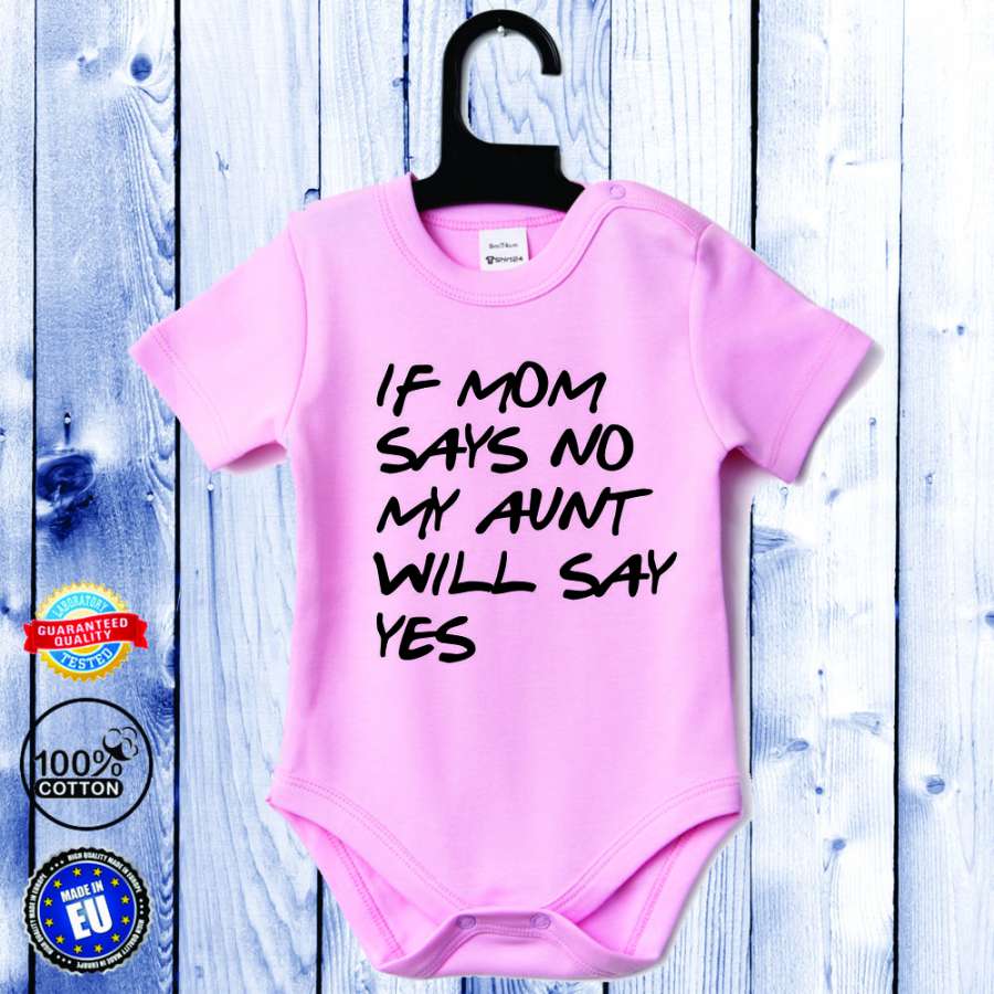Μωρουδιακό κορμάκι με κοντό μανίκι σε ρόζ Aunt will say yes