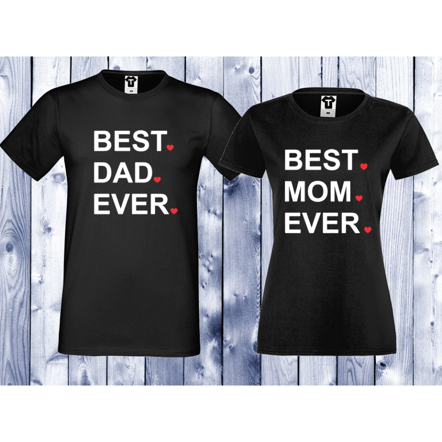 Σετ μαύρες μπλούζες με στάμπα Best Dad and Mom Ever