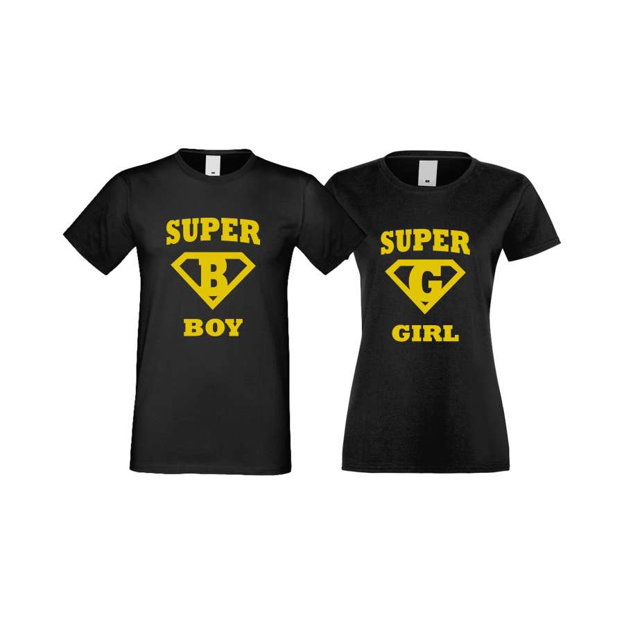 ΜΠΛΟΥΖΕΣ ΓΙΑ ΕΡΩΤΕΥΜΕΝΟΥΣ SuperBoy - SuperGirl μαύρο