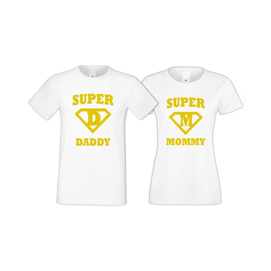 Μπλούζες για ζευγάρια άσπρο χρώμα SuperDaddy - Super Mommy 