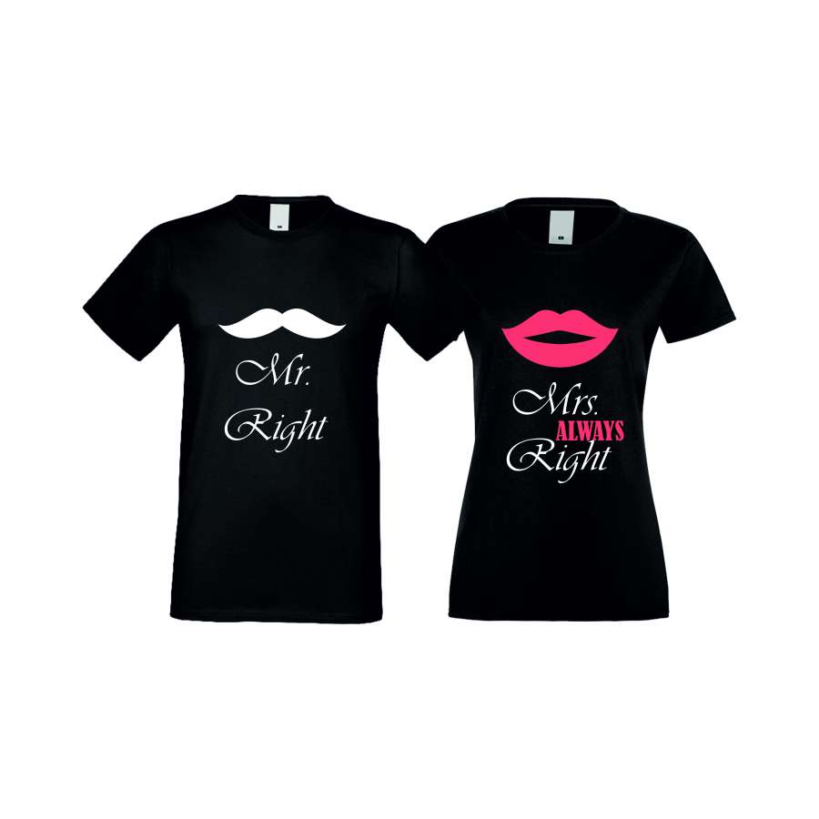ΜΠΛΟΥΖΕΣ ΓΙΑ ΕΡΩΤΕΥΜΕΝΟΥΣ Mr Right Mrs Always Right 2 μαύρη