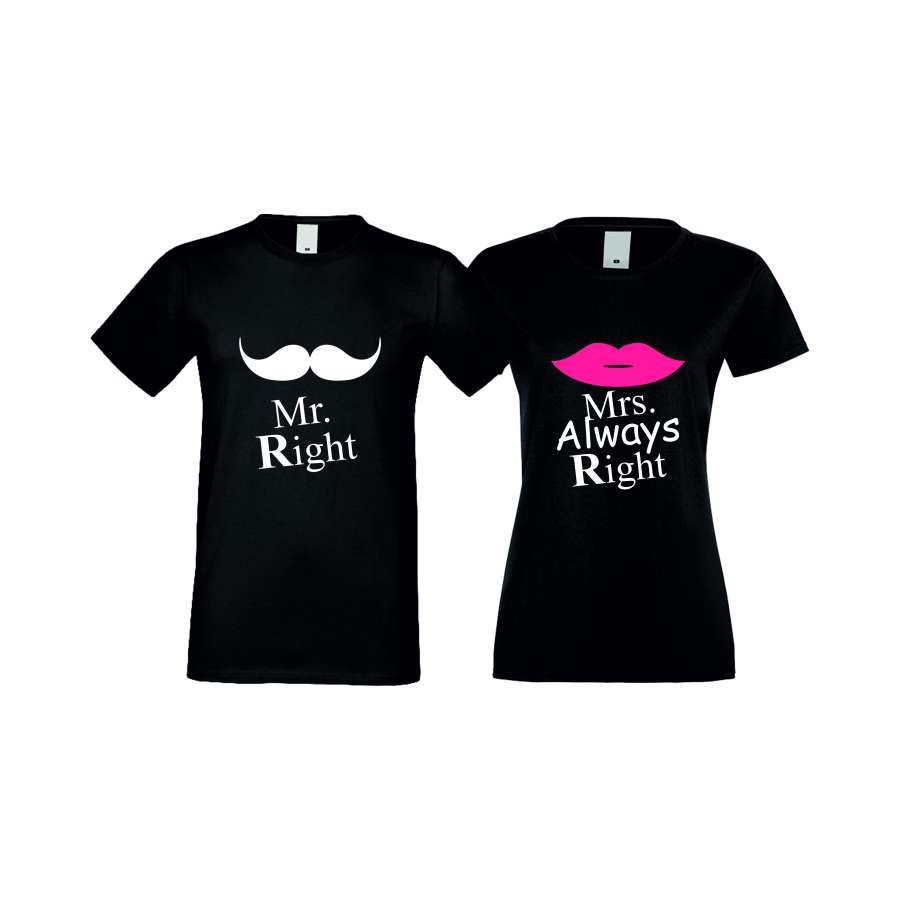 ΜΠΛΟΥΖΕΣ ΓΙΑ ΕΡΩΤΕΥΜΕΝΟΥΣ Mr Right Mrs Always Right μαύρο