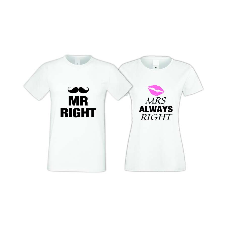 Μπλούζες για ζευγάρια άσπρο χρώμα ALWAYS RIGHT 003