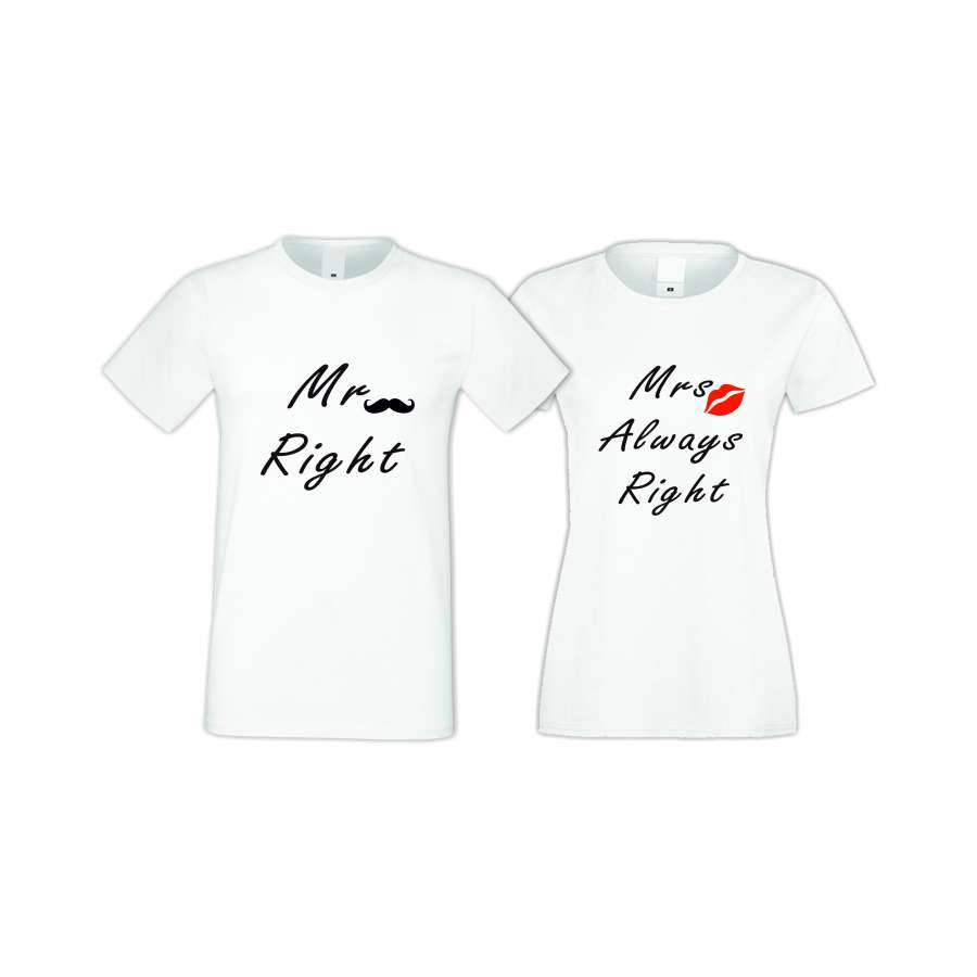 Μπλούζες για ζευγάρια άσπρο χρώμα ALWAYS RIGHT 004 
