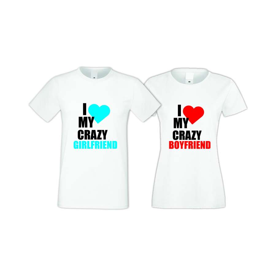 Μπλούζες για ζευγάρια άσπρο χρώμα I Love My Crazy 