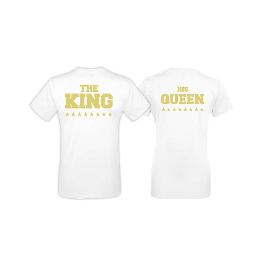 Μπλούζες για ζευγάρια άσπρο χρώμα THE KING and HIS QUEEN