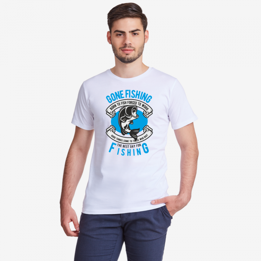 Ανδρική μπλούζα σε άσπρο χρώμα Gone Fishing