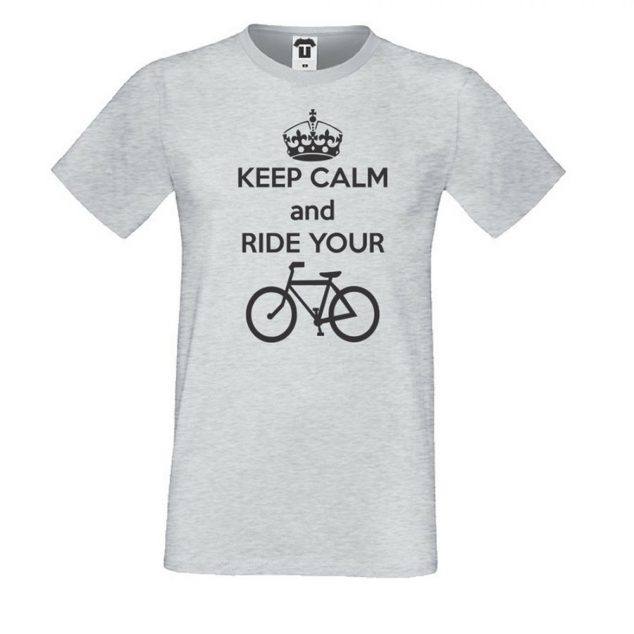 Ανδρική μπλούζα Keep Calm and ride your bike γκρι