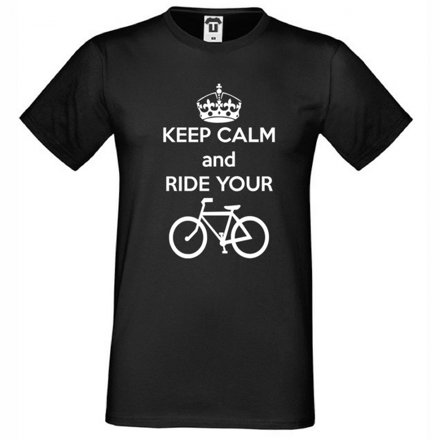 Ανδρική μπλούζα μαύρο χρώμα Keep Calm and ride your bike