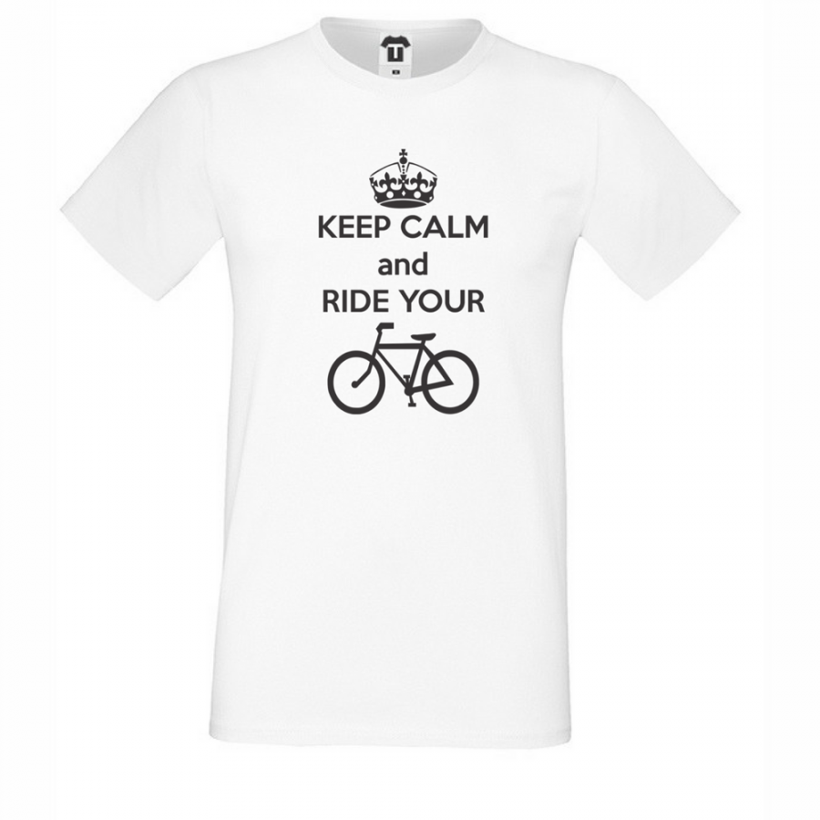 Ανδρική μπλούζα σκούρο μπλε χρώμα  Keep Calm and ride your bike