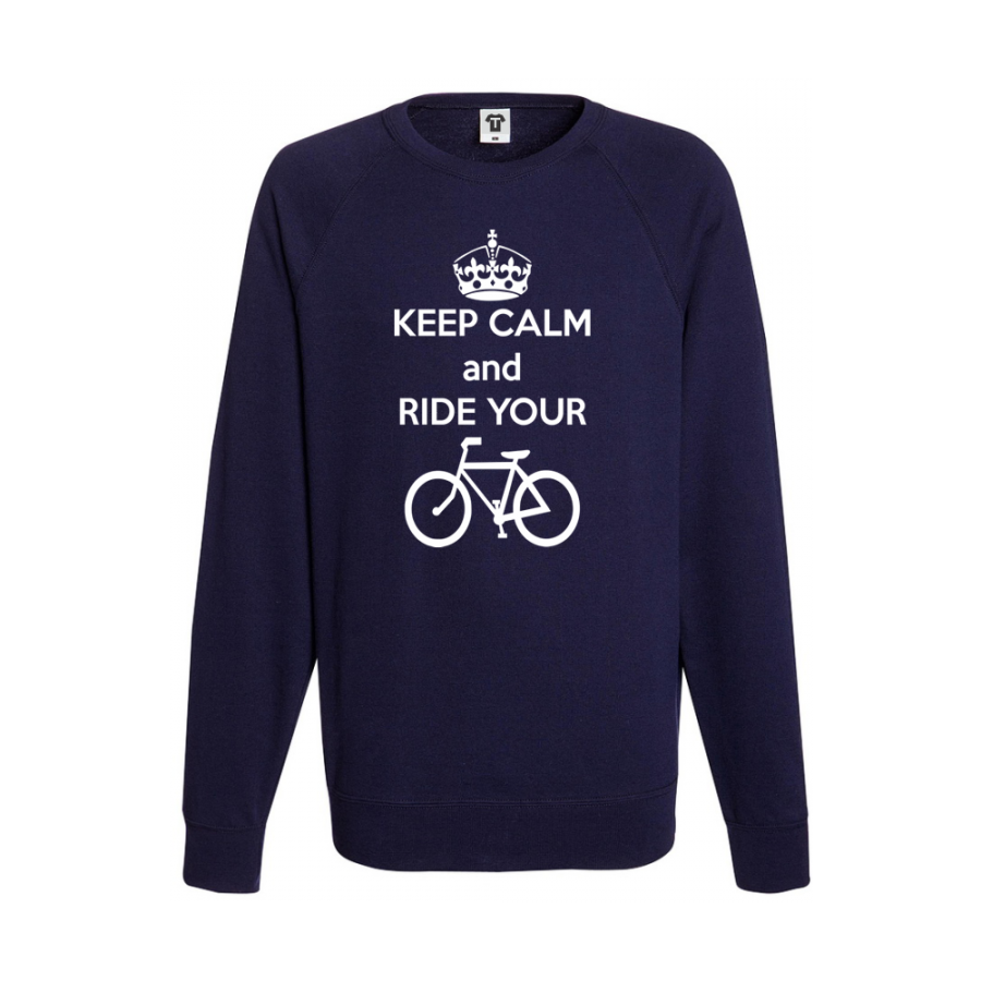 Ανδρική μπλούζα σκούρο μπλε χρώμα Keep Calm and ride your bike