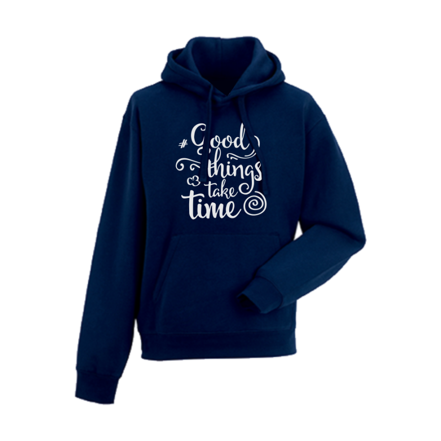 Ανδρικό σκούρο μπλε φούτερ Good things take time