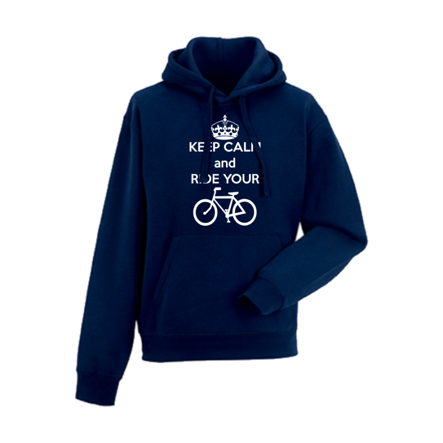 Ανδρικό σκούρο μπλε φούτερ Keep Calm and Ride your Bike