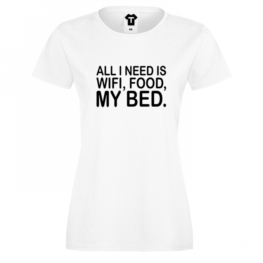 Γυναικεία άσπρη μπλούζα  I need WiFi, food and my bed