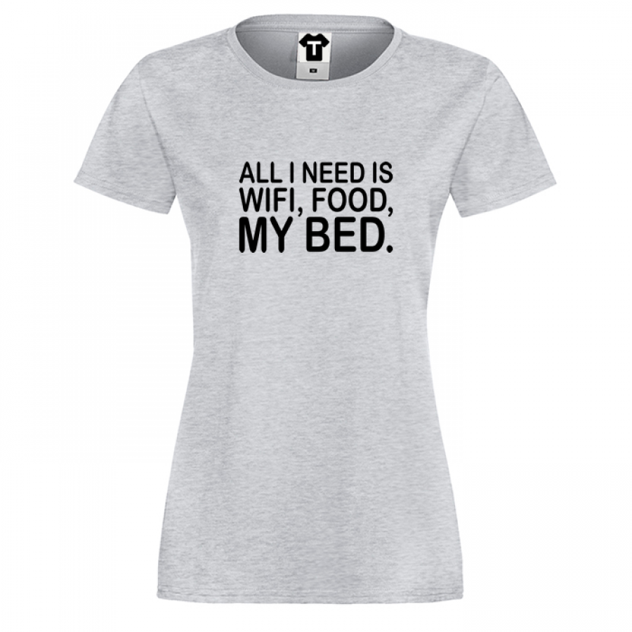 Γυναικεία γκρι μπλούζα  I need WiFi, food and my bed