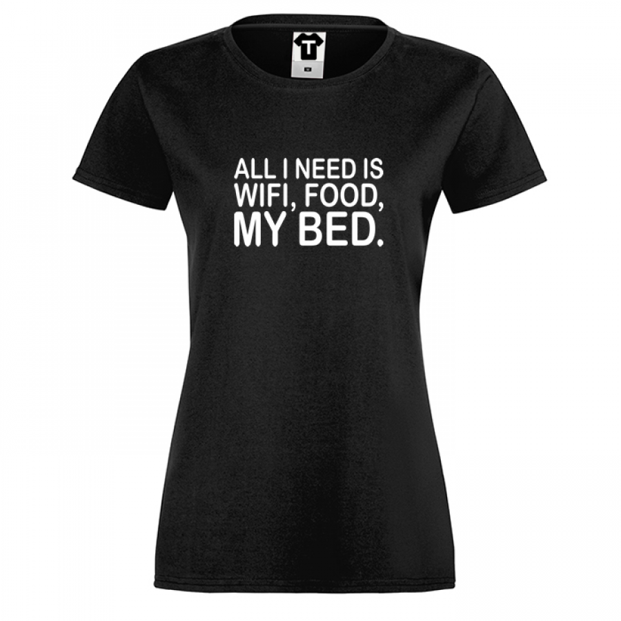 Γυναικεία μαύρη μπλούζα  I need WiFi, food and my bed