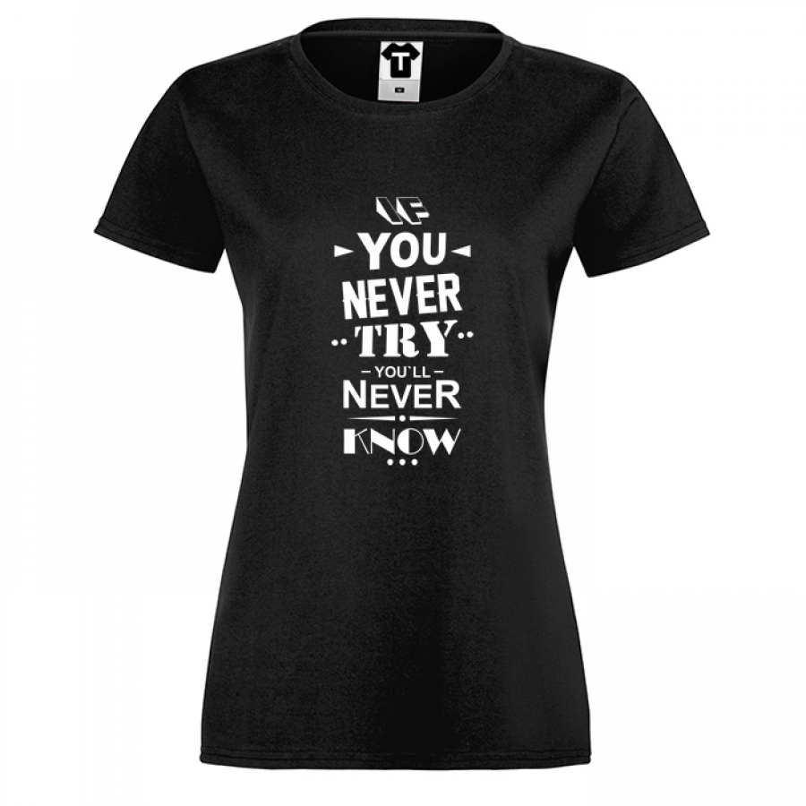 Γυναικεία μαύρη μπλούζα  If you never try You will never know