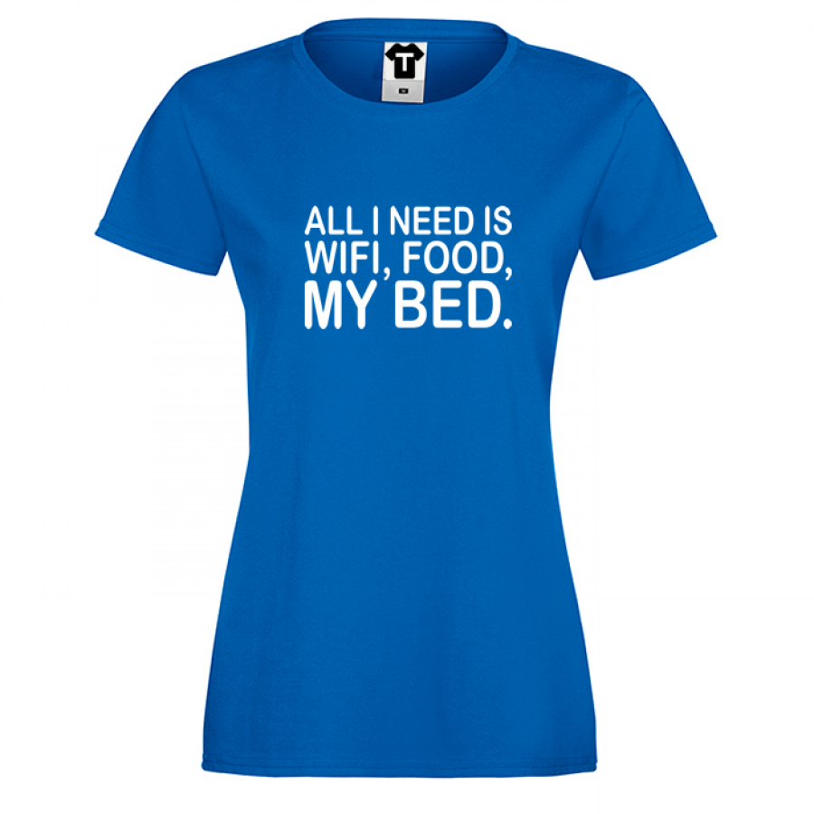 Γυναικεία μπλε μπλούζα  I need WiFi, food and my bed