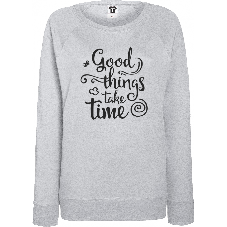 Γυναικεία μπλούζα γκρι χρώμα Good thing take time