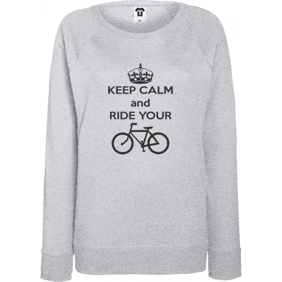Γυναικεία μπλούζα γκρι χρώμα Keep calm and ride your bike