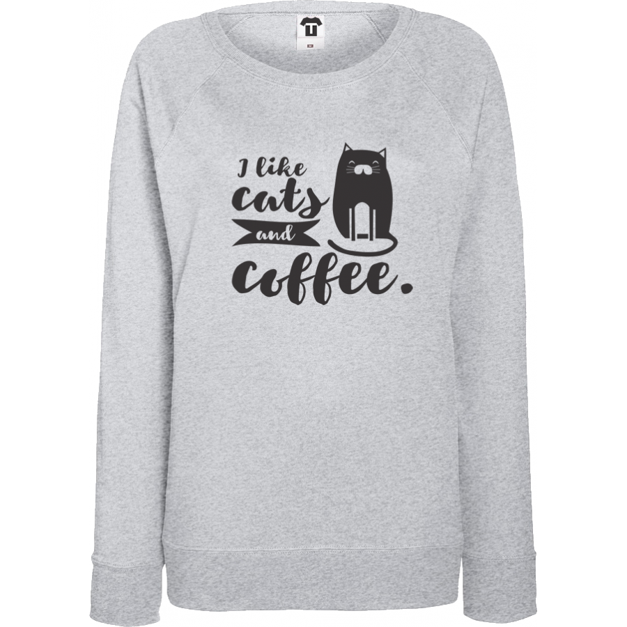 Γυναικεία μπλούζα γκρι χρώμα Like cats and coffee